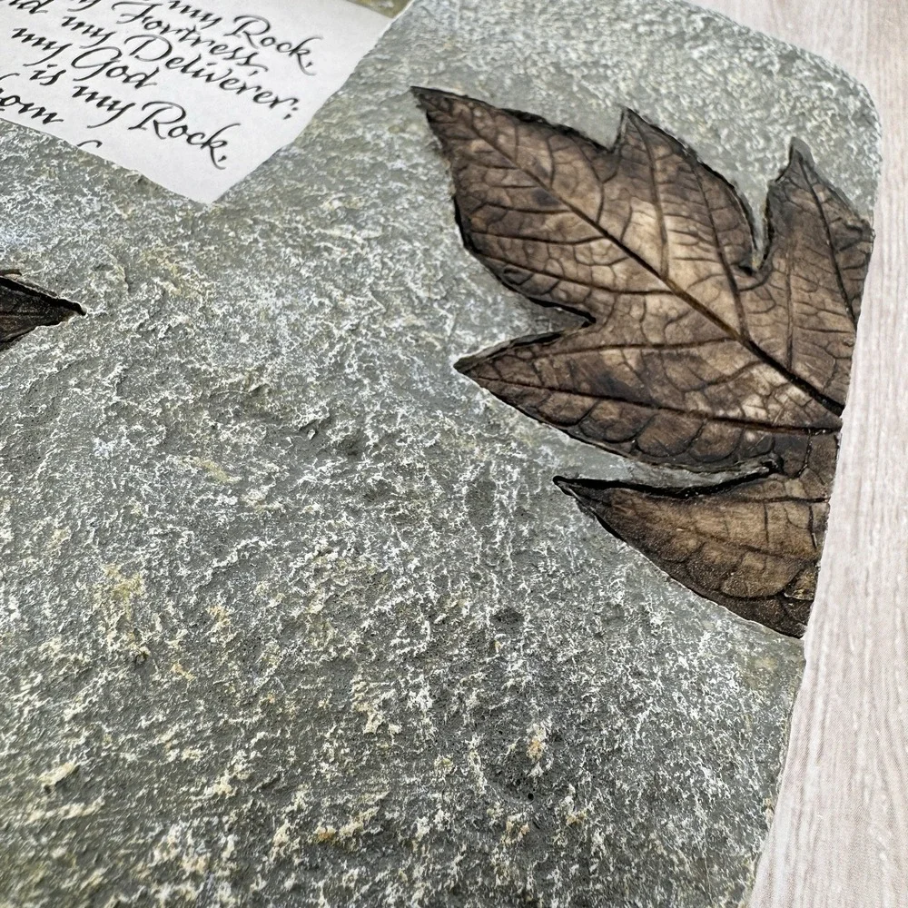 Rustic Stone Look Picture Frame Bible Verse Psalm 18:2 Leaf Decor‎ 7x7